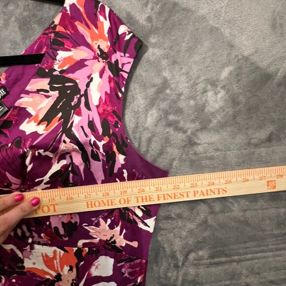 Women's Size 18W East 5th Purple Floral Fit-and-Flare A-Line Floral Dress - Picture 15 of 16